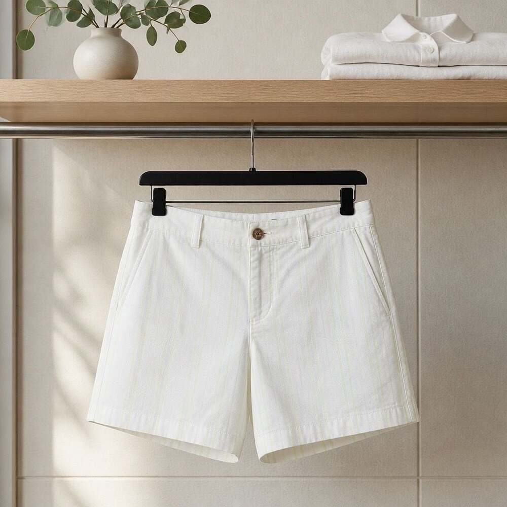Old Navy White and Yellow Striped Cotton Shorts Size 6 #463